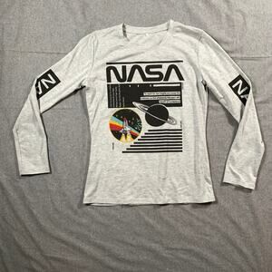 NASA Shirt Women Small Gray Casual Long Sleeve T Shirt Ladies